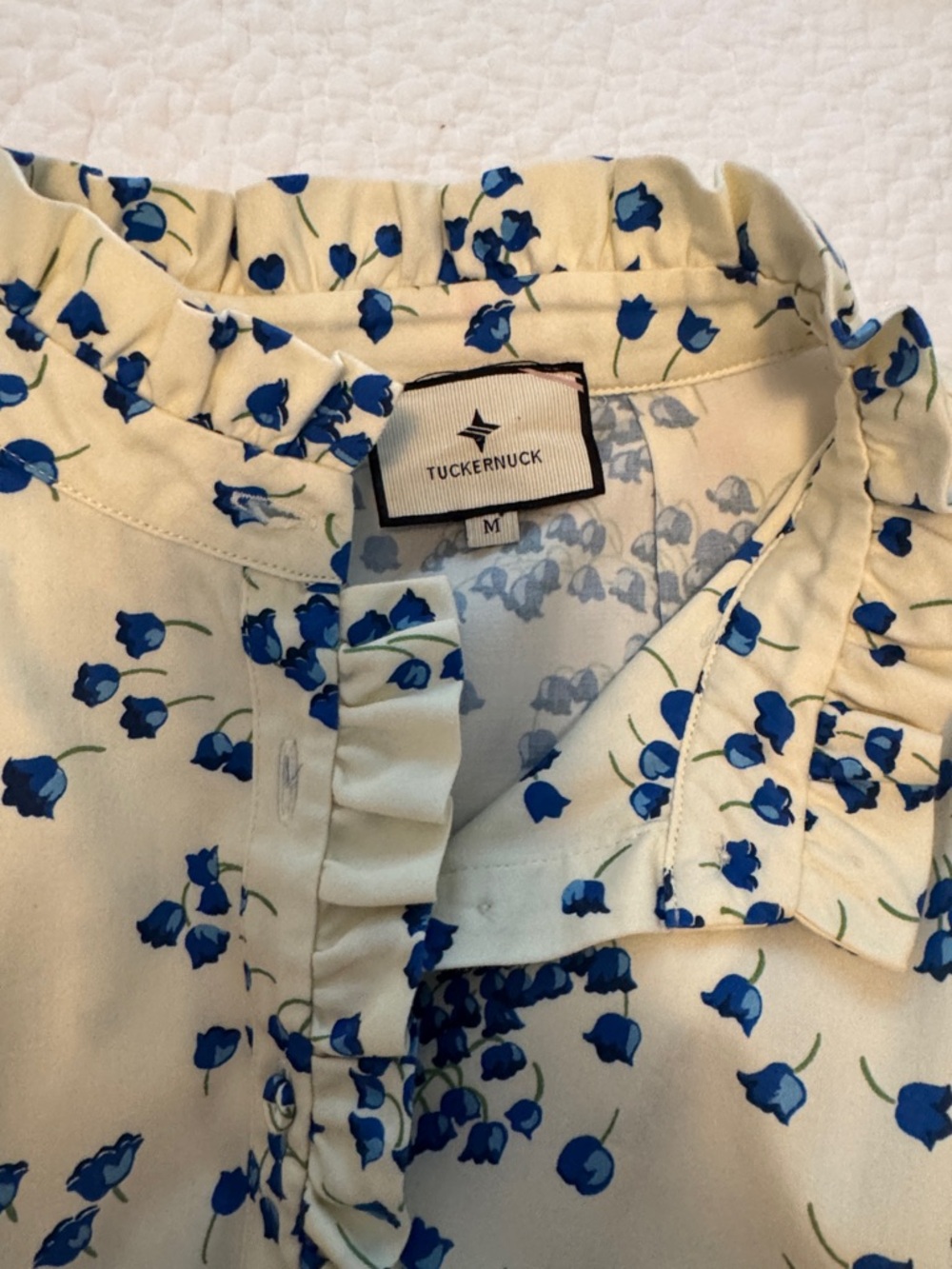 Tuckernuck Cream Mini Dress with Blue Floral Print - Picture 2 of 4